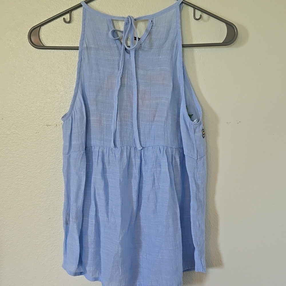 Blu Pepper Blue Embroidered Halter Style Tank Size Small - Picture 2 of 8